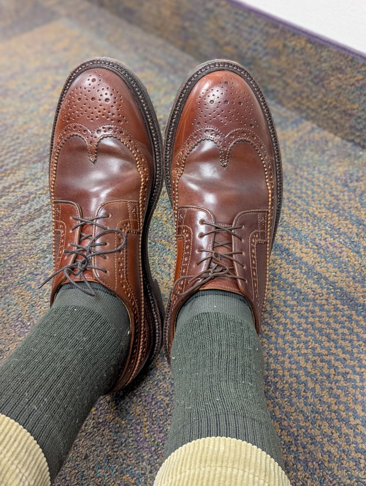 Photo by prospect_joe on March 4, 2025 of the Grant Stone Longwing in Horween Garnet Shell Cordovan.