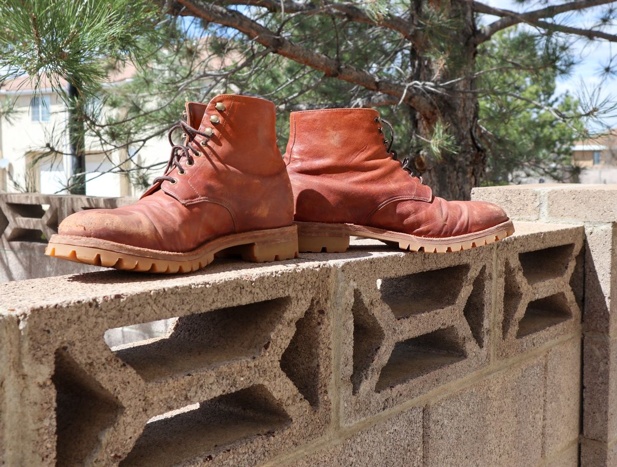Photo by prospect_joe on April 22, 2024 of the Grant Stone Edward Boot in Incas Rust Kangaroo.