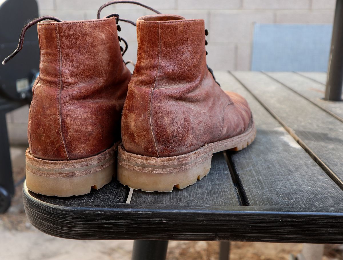 Photo by prospect_joe on May 18, 2024 of the Grant Stone Edward Boot in Incas Rust Kangaroo.