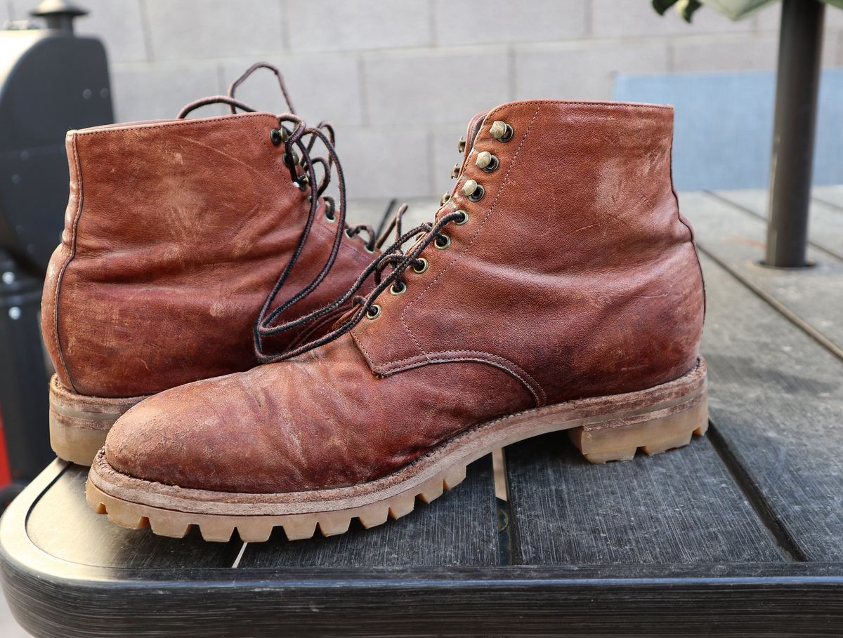 Photo by prospect_joe on May 18, 2024 of the Grant Stone Edward Boot in Incas Rust Kangaroo.
