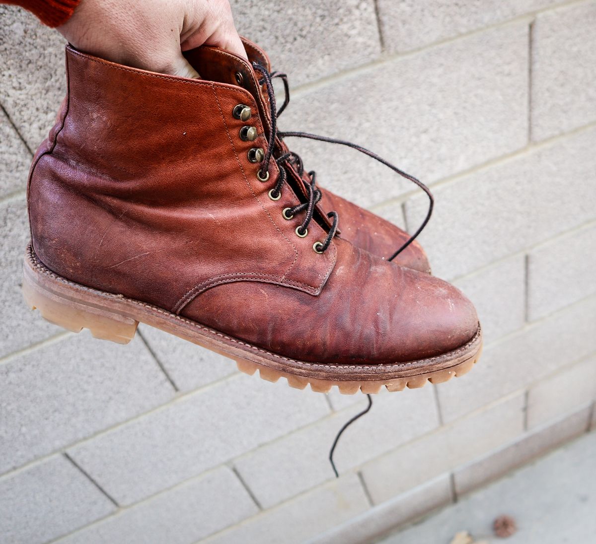 Photo by prospect_joe on May 24, 2024 of the Grant Stone Edward Boot in Incas Rust Kangaroo.