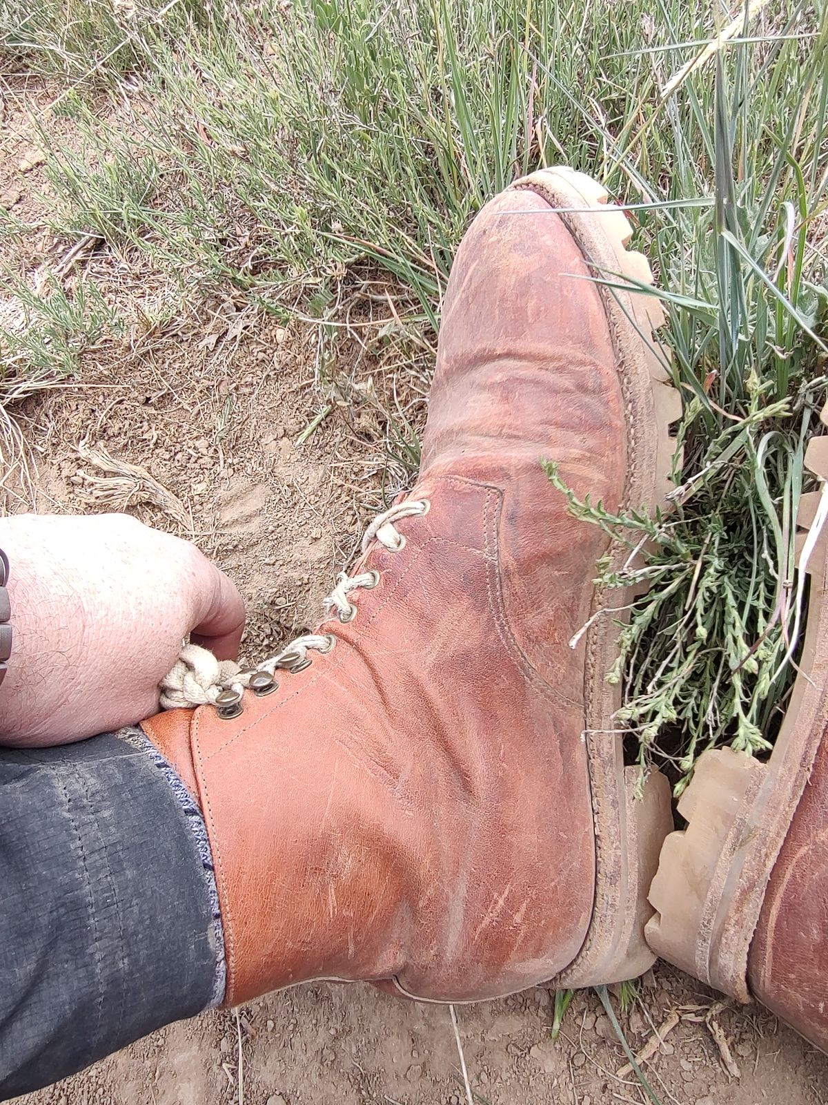 Photo by prospect_joe on June 21, 2024 of the Grant Stone Edward Boot in Incas Rust Kangaroo.