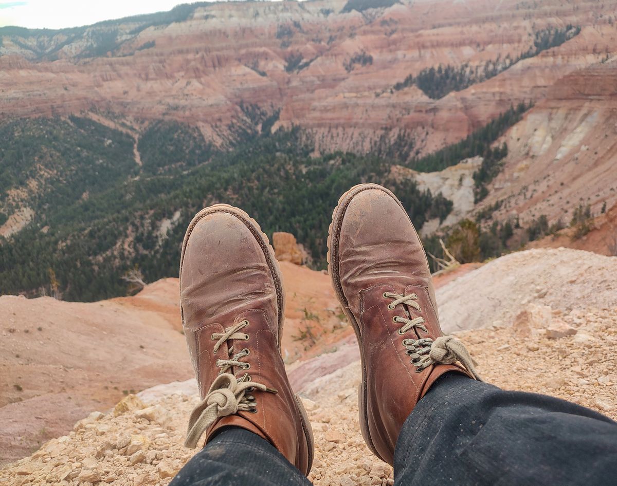 Photo by prospect_joe on August 2, 2024 of the Grant Stone Edward Boot in Incas Rust Kangaroo.