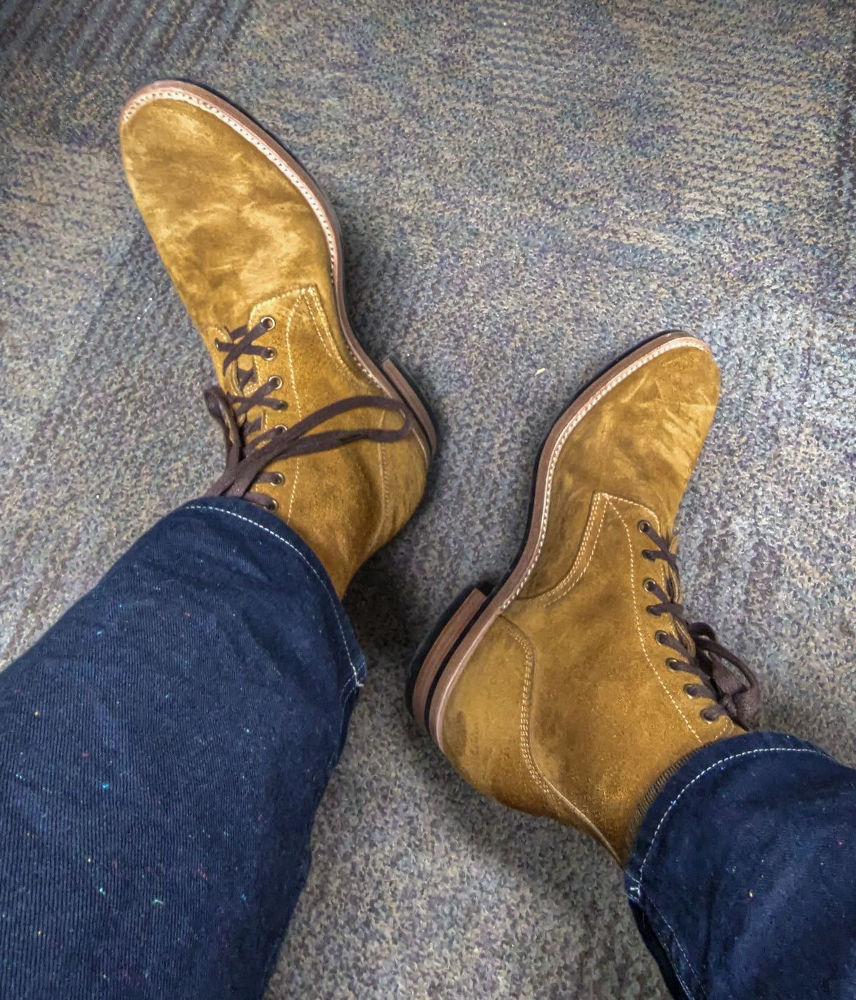 Photo by prospect_joe on November 13, 2024 of the Kiattoko Handmade Boondockers in Horween Wheat Chamois Roughout.