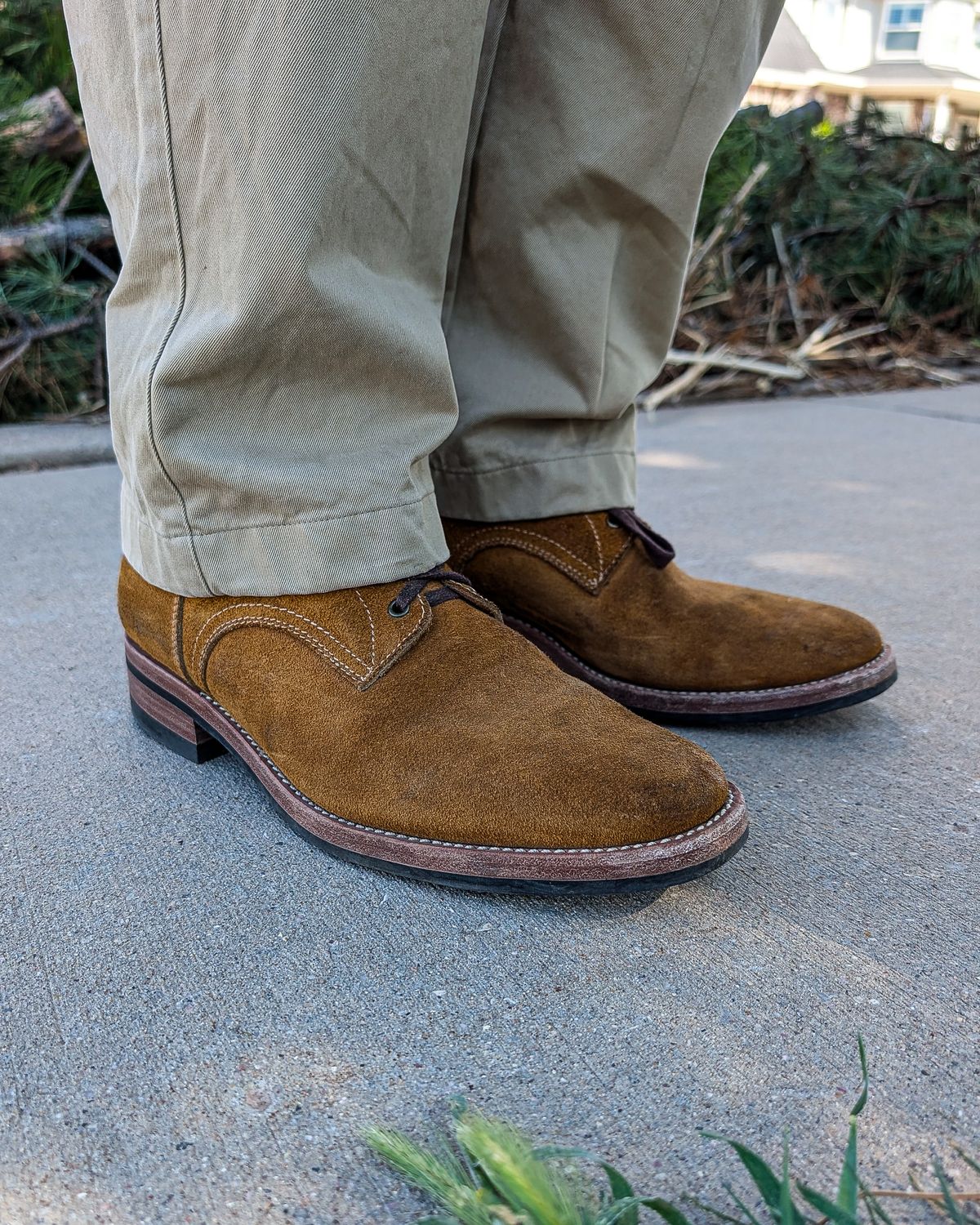 Photo by prospect_joe on April 10, 2026 of the Kiattoko Handmade Boondockers in Horween Wheat Chamois Roughout.