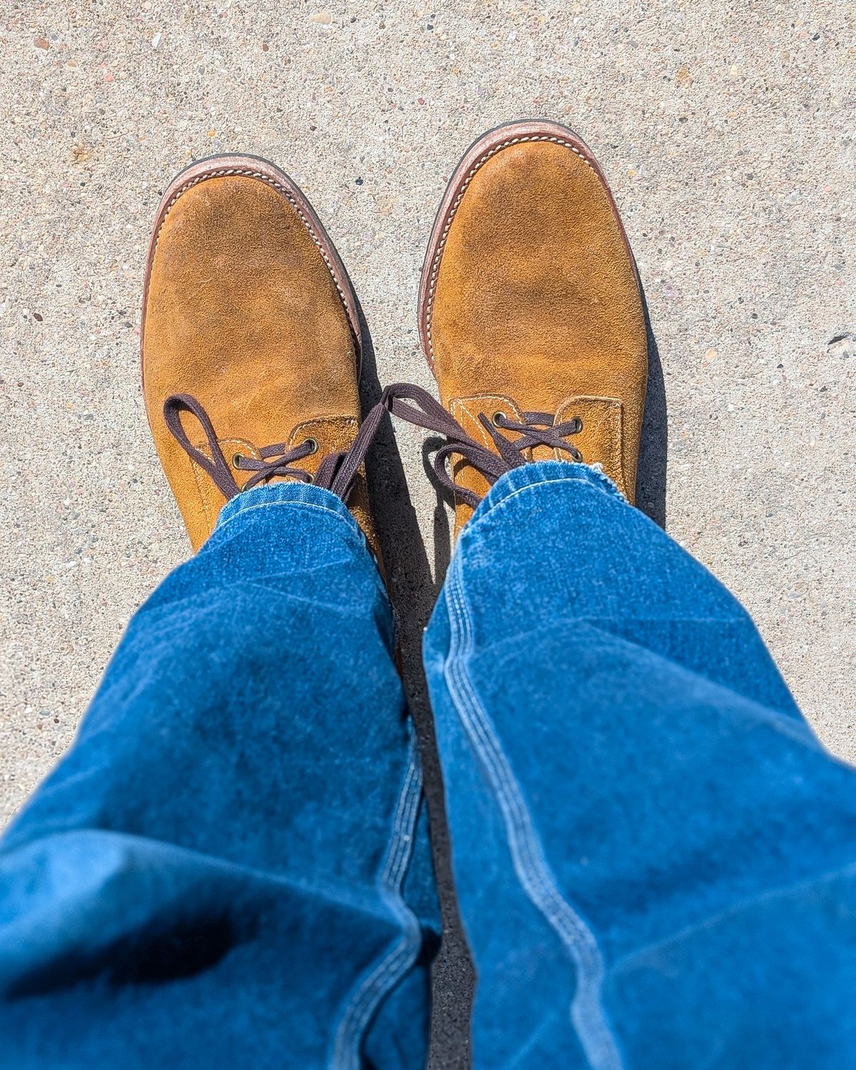 Photo by prospect_joe on April 24, 2026 of the Kiattoko Handmade Boondockers in Horween Wheat Chamois Roughout.