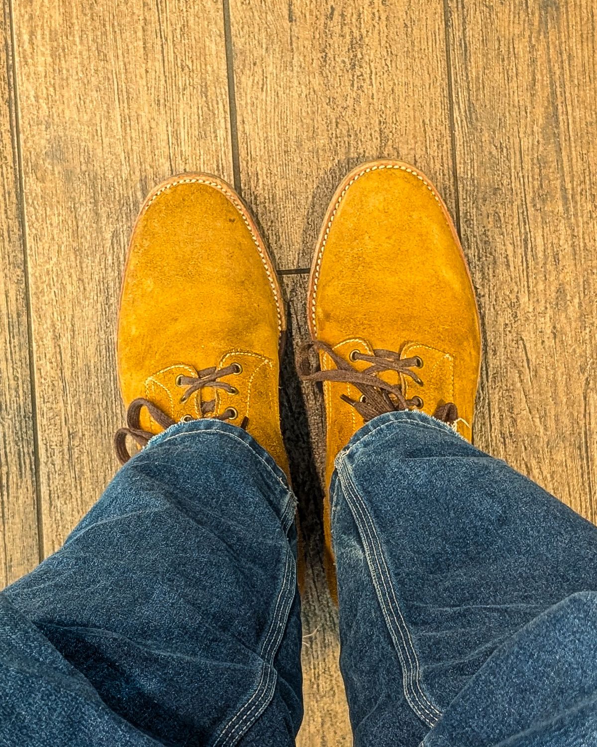 Photo by prospect_joe on May 12, 2026 of the Kiattoko Handmade Boondockers in Horween Wheat Chamois Roughout.