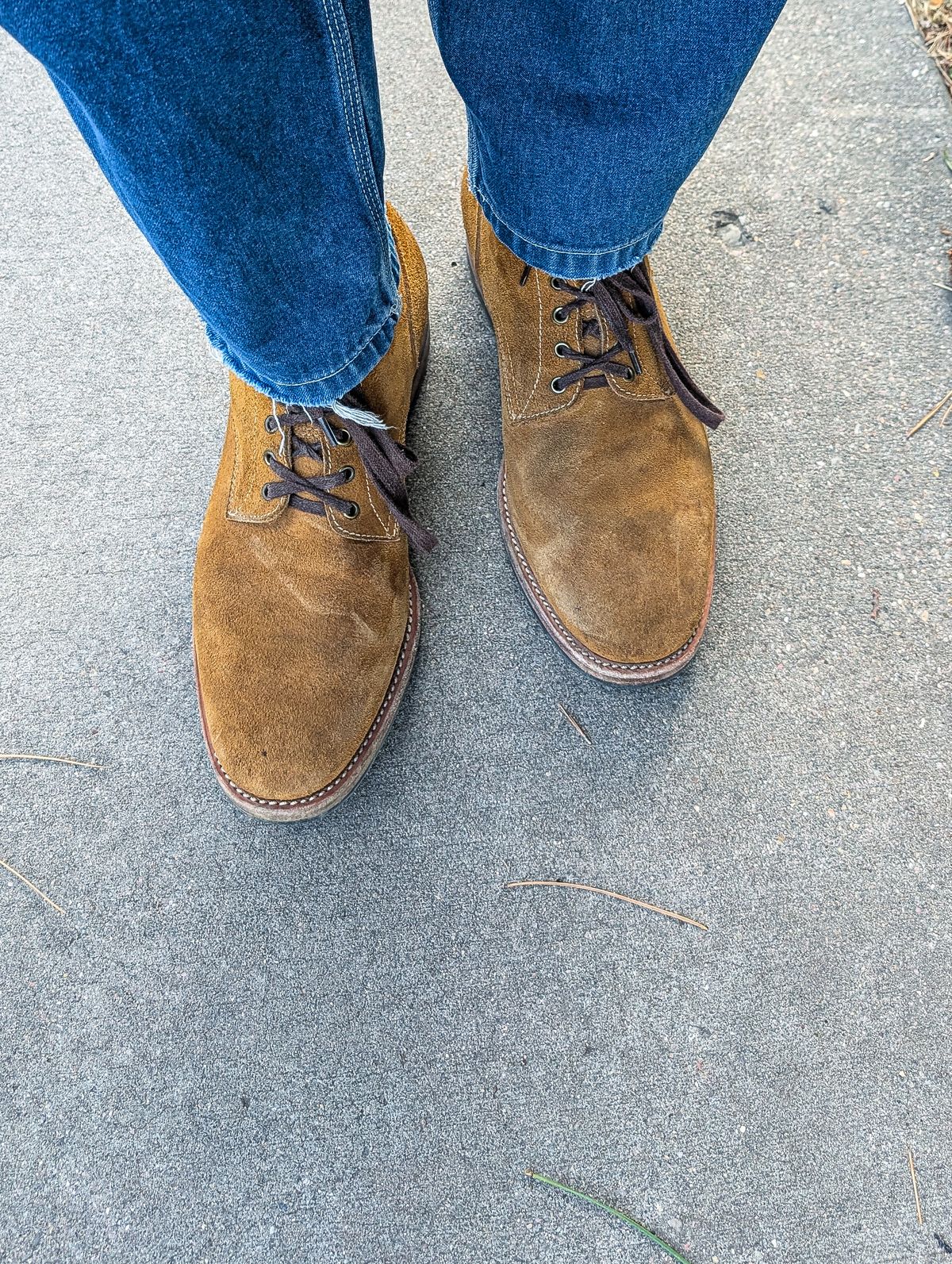 Photo by prospect_joe on May 19, 2026 of the Kiattoko Handmade Boondockers in Horween Wheat Chamois Roughout.