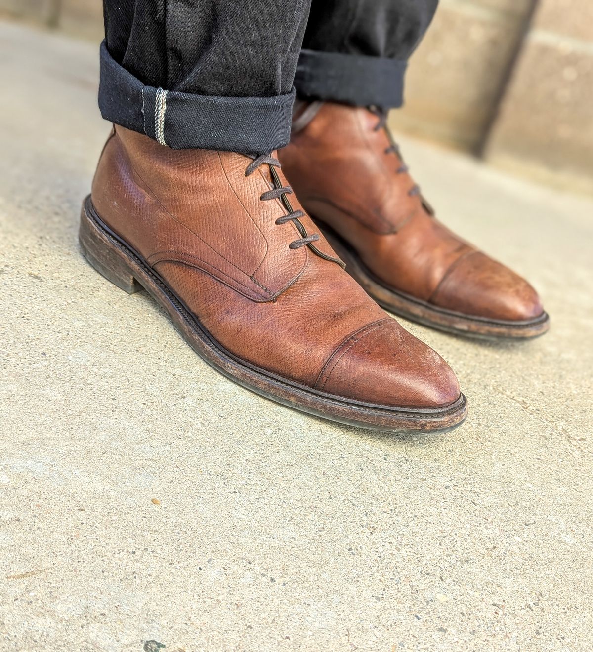 Photo by prospect_joe on February 18, 2025 of the Gaziano & Girling X Alfred Dunhill Alfred in Tanneries Haas Burgandy Leather.