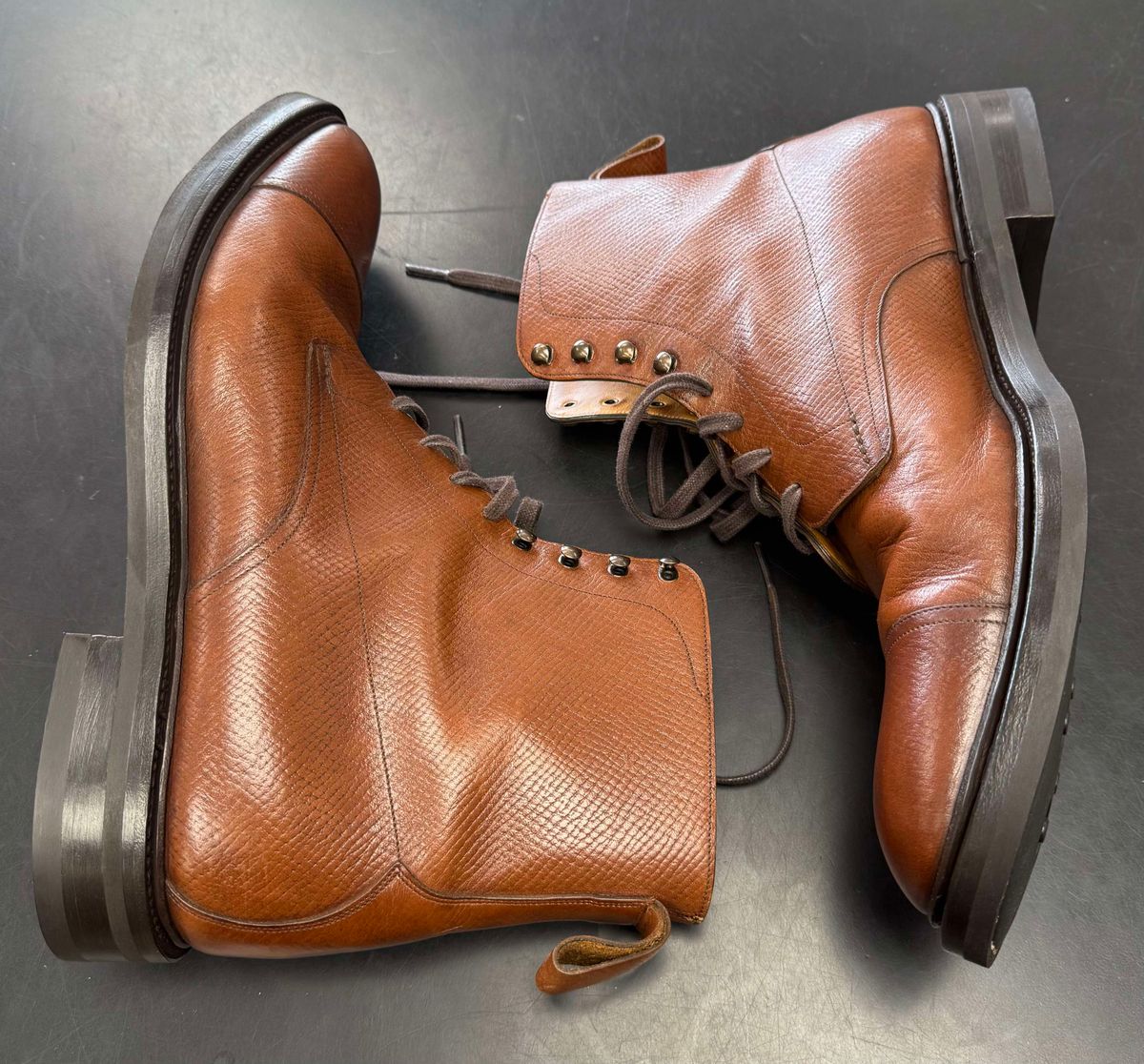 Photo by prospect_joe on June 19, 2025 of the Gaziano & Girling X Alfred Dunhill Alfred in Tanneries Haas Burgandy Leather.