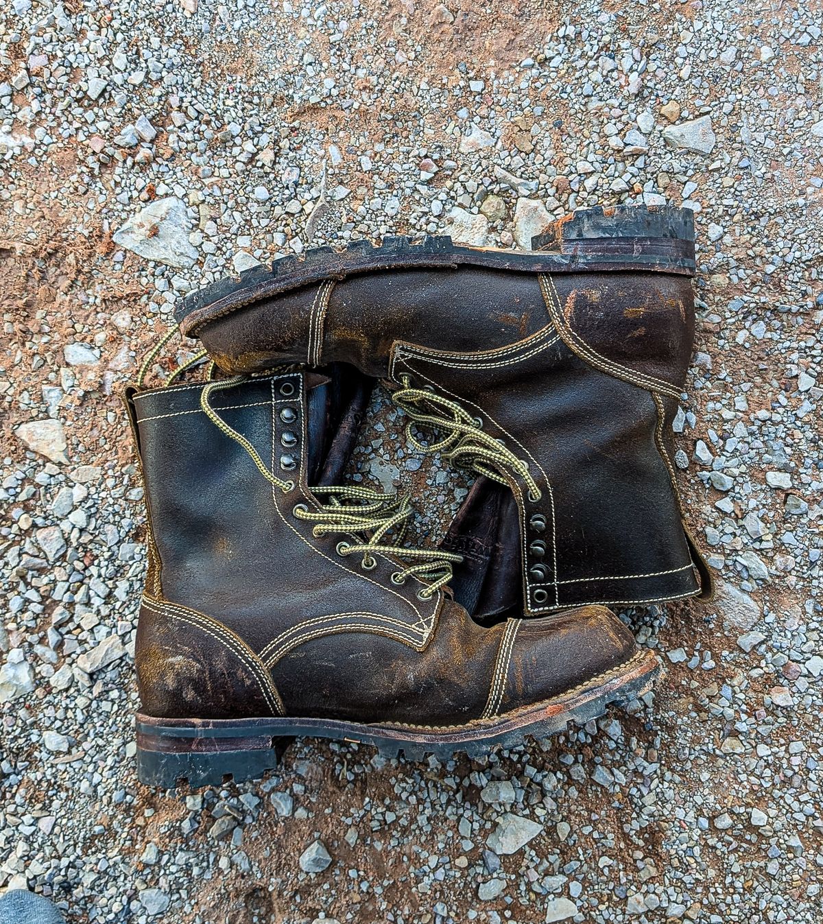 Photo by prospect_joe on October 14, 2025 of the Willie's Handmade Boots Logger in Horween Chromexcel Brown Waxed Flesh.