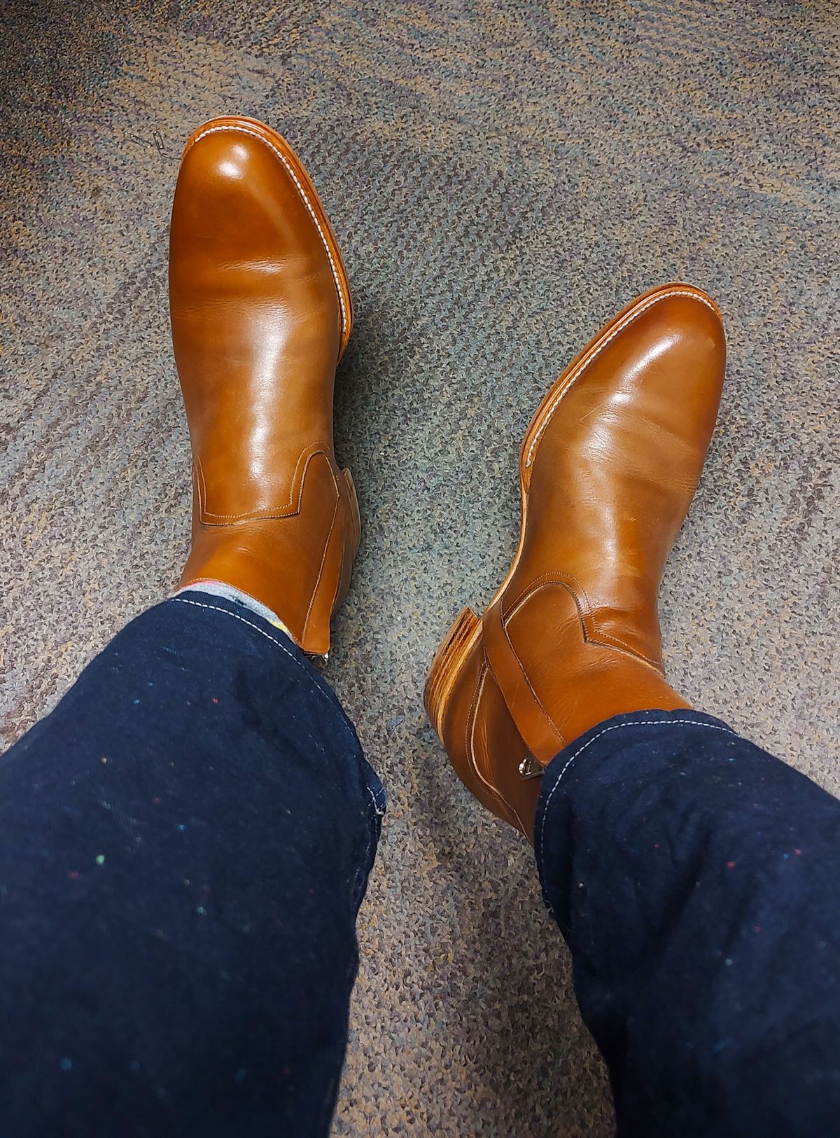 Photo by prospect_joe on October 28, 2024 of the Sapatero Side Zip in Philippine Dark Mustard Calf.