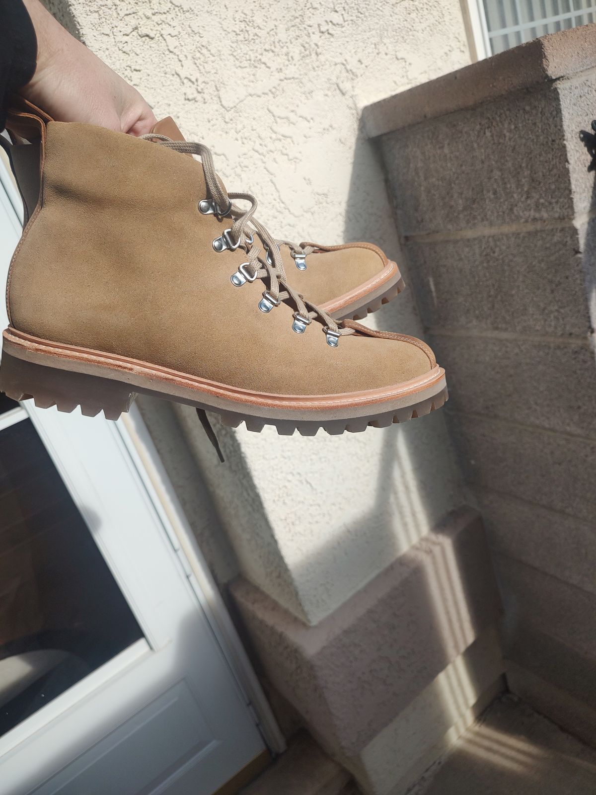 Photo by prospect_joe on June 18, 2024 of the Grenson Bobby in Light-Tan Suede & Ginger Nubuck.