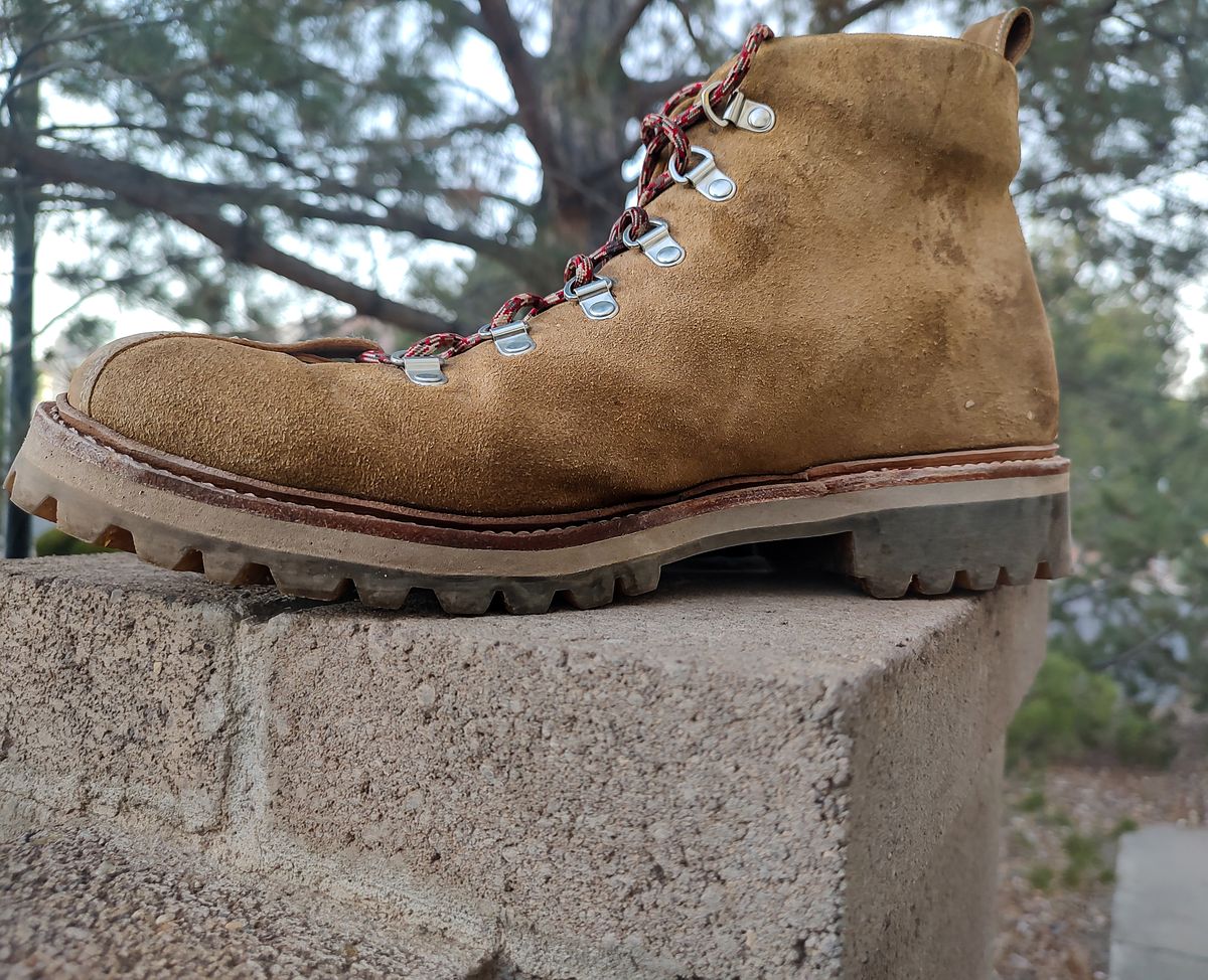 Photo by prospect_joe on October 10, 2024 of the Grenson Bobby in Light-Tan Suede & Ginger Nubuck.