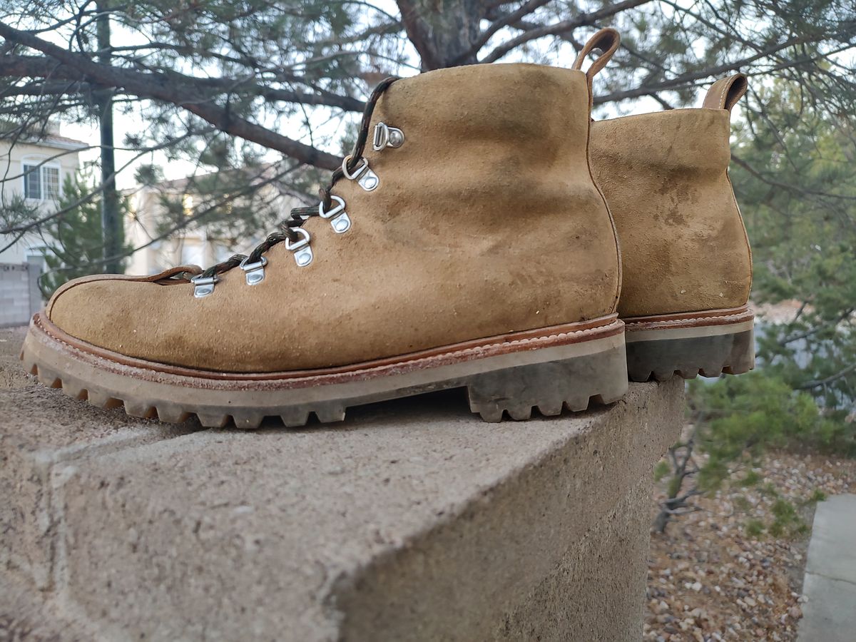 Photo by prospect_joe on October 10, 2024 of the Grenson Bobby in Light-Tan Suede & Ginger Nubuck.