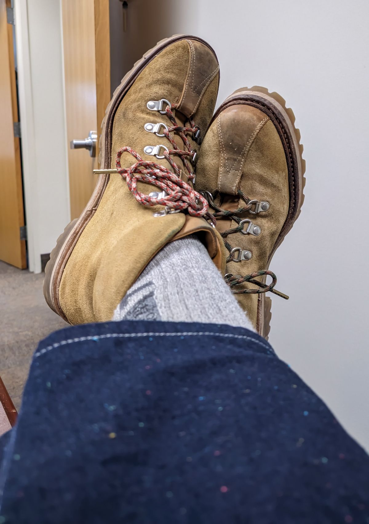 Photo by prospect_joe on October 29, 2024 of the Grenson Bobby in Light-Tan Suede & Ginger Nubuck.