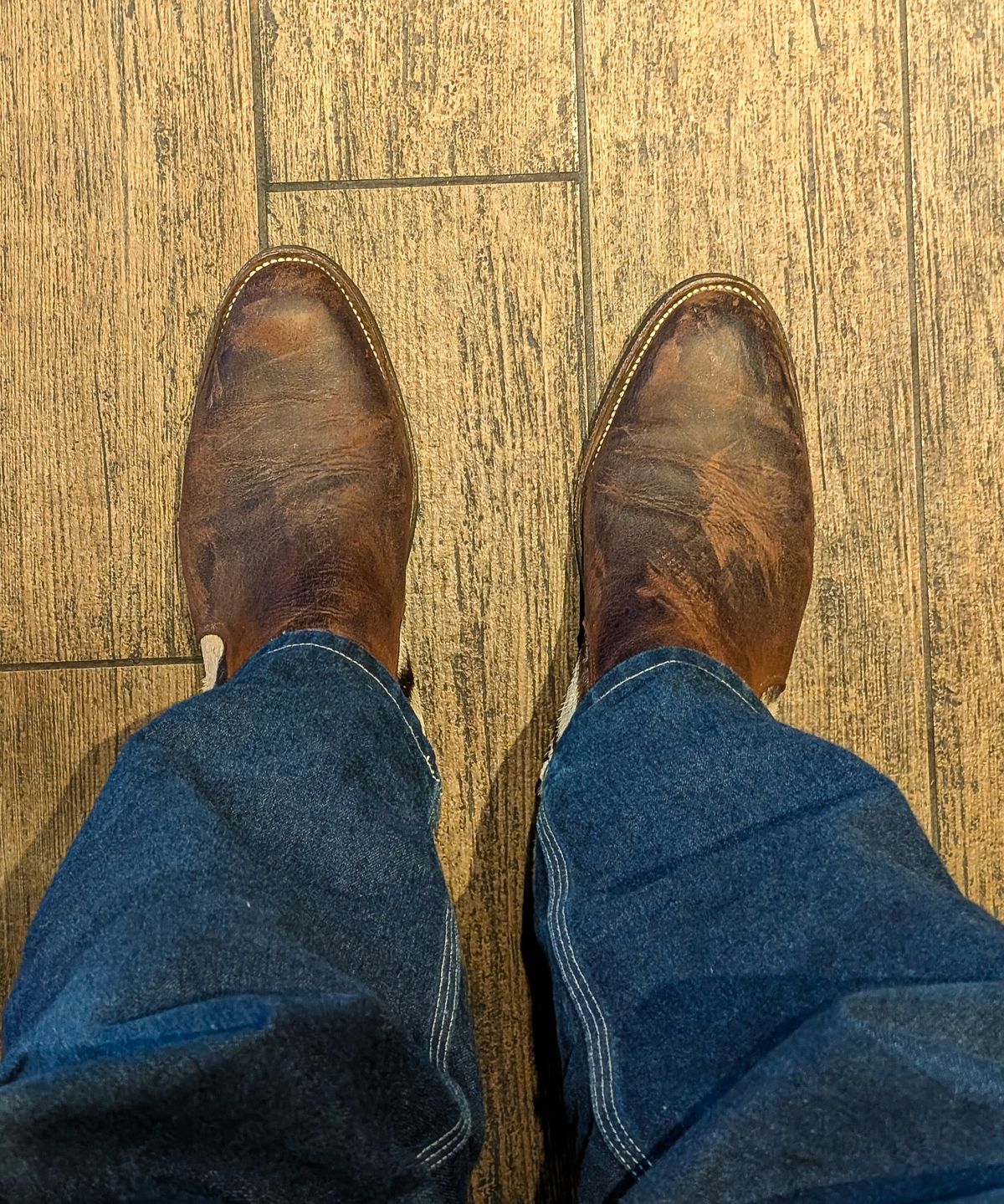 Photo by prospect_joe on October 28, 2025 of the Arno Bliskavka in C.F. Stead Polo Brown Unicorn Elk & Zebra Hair On Hide.