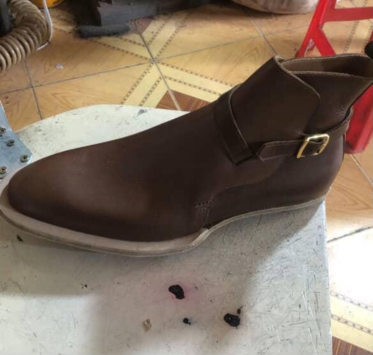 Photo by prospect_joe on July 18, 2025 of the K.M.P.T Shoemaker Jodhpur in Du Puy Brown Country Calf.