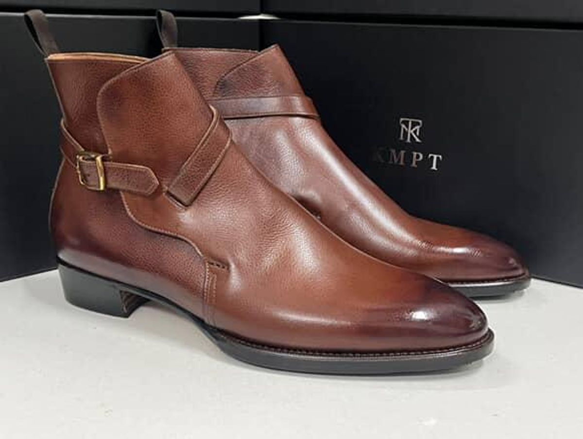 Photo by prospect_joe on July 27, 2025 of the K.M.P.T Shoemaker Jodhpur in Du Puy Brown Country Calf.