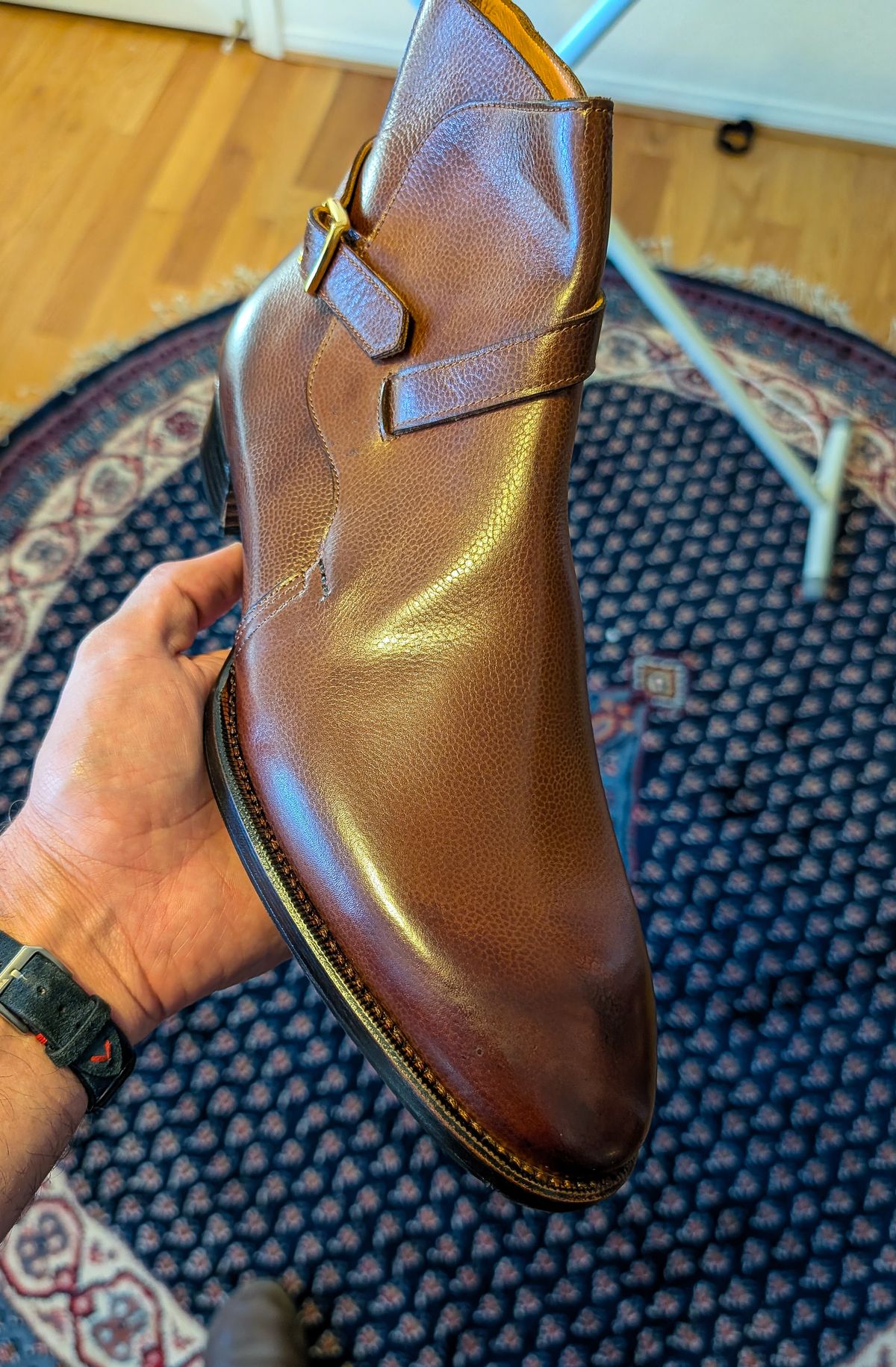 Photo by prospect_joe on August 1, 2025 of the K.M.P.T Shoemaker Jodhpur in Du Puy Brown Country Calf.
