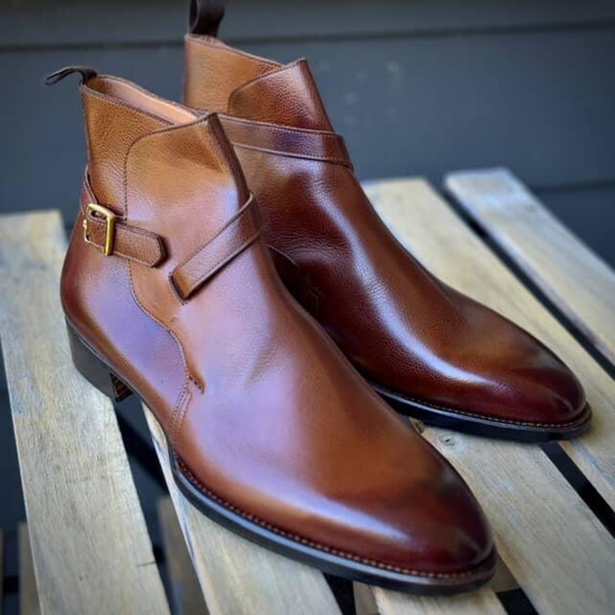 Photo by prospect_joe on August 9, 2025 of the K.M.P.T Shoemaker Jodhpur in Du Puy Brown Country Calf.