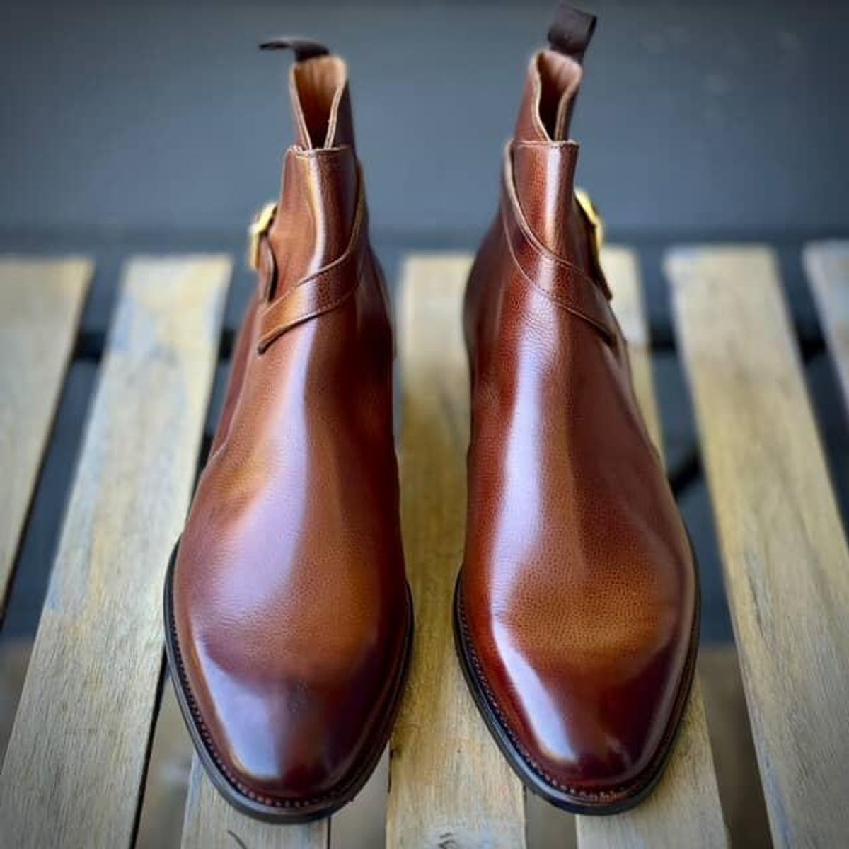 Photo by prospect_joe on August 9, 2025 of the K.M.P.T Shoemaker Jodhpur in Du Puy Brown Country Calf.