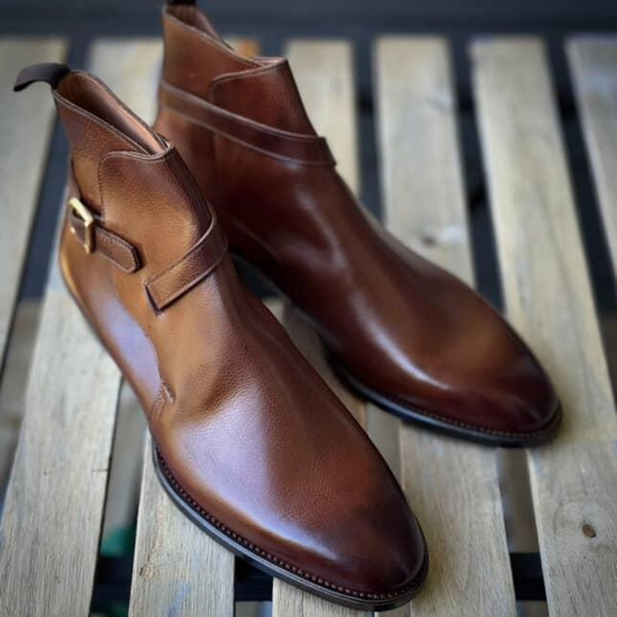 Photo by prospect_joe on August 9, 2025 of the K.M.P.T Shoemaker Jodhpur in Du Puy Brown Country Calf.