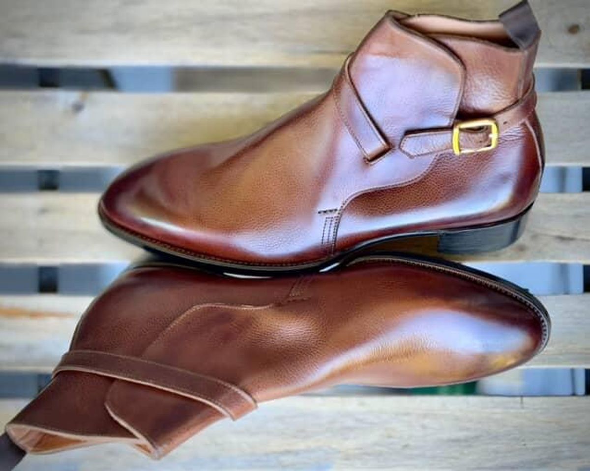Photo by prospect_joe on August 9, 2025 of the K.M.P.T Shoemaker Jodhpur in Du Puy Brown Country Calf.