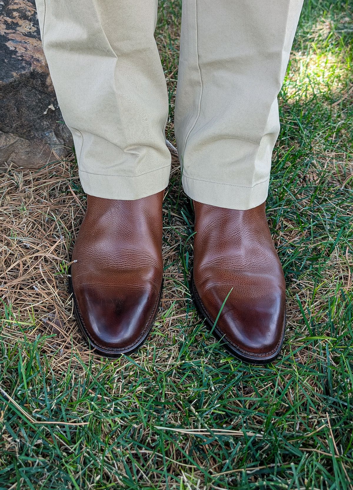 Photo by prospect_joe on August 13, 2025 of the K.M.P.T Shoemaker Jodhpur in Du Puy Brown Country Calf.