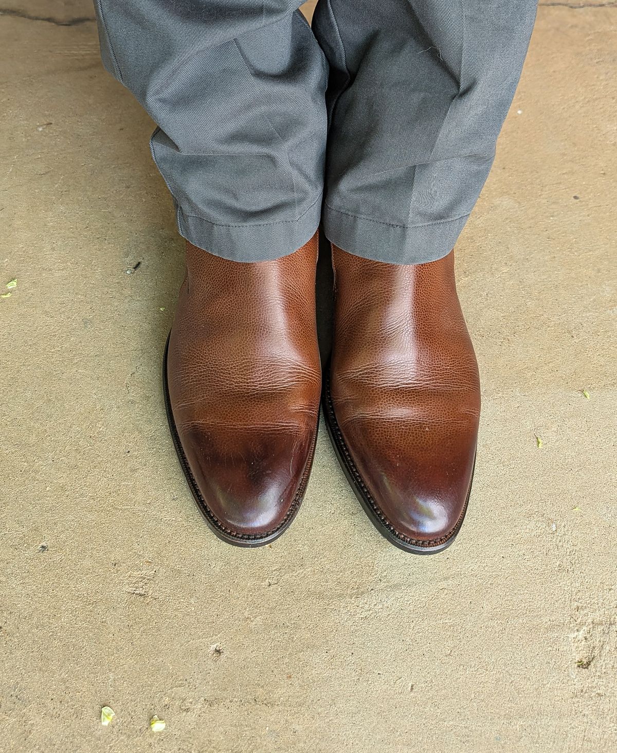 Photo by prospect_joe on August 17, 2025 of the K.M.P.T Shoemaker Jodhpur in Du Puy Brown Country Calf.