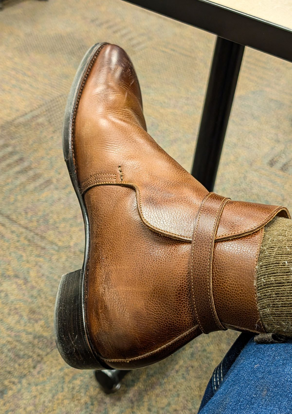 Photo by prospect_joe on October 29, 2025 of the K.M.P.T Shoemaker Jodhpur in Du Puy Brown Country Calf.