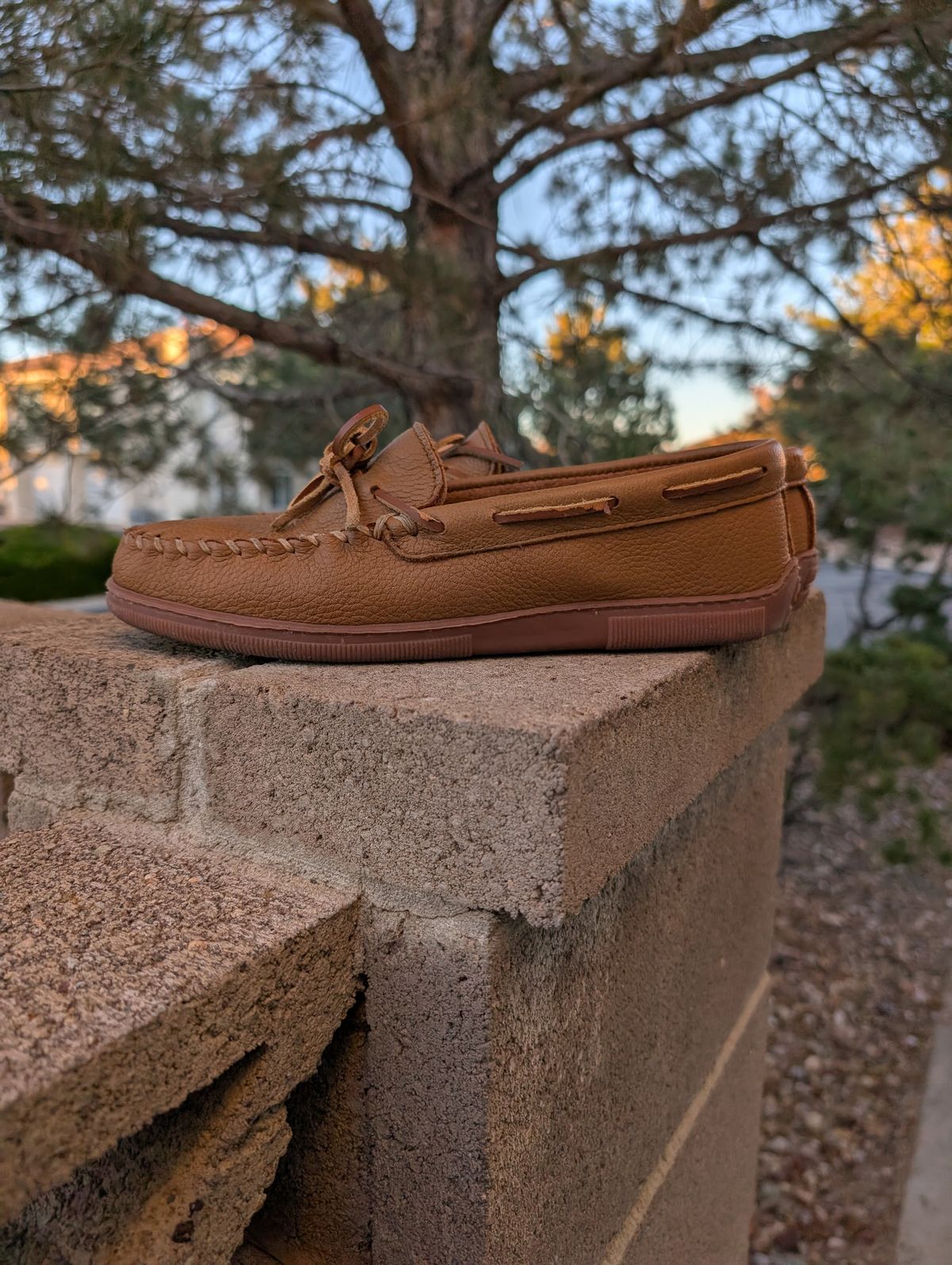Photo by prospect_joe on November 2, 2025 of the Minnetonka Classic Moccasin in Natural Moosehide.