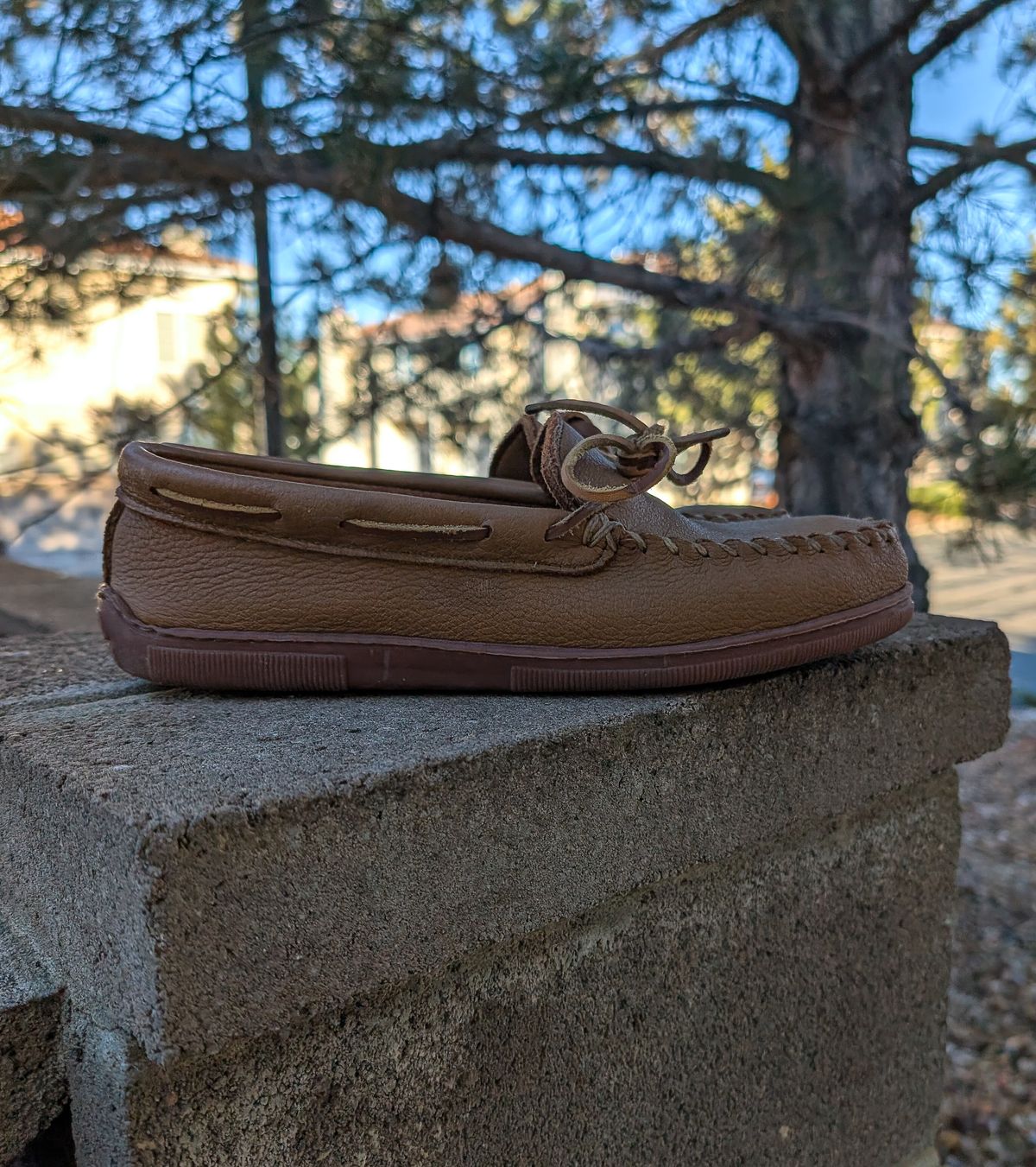 Photo by prospect_joe on December 4, 2025 of the Minnetonka Classic Moccasin in Natural Moosehide.