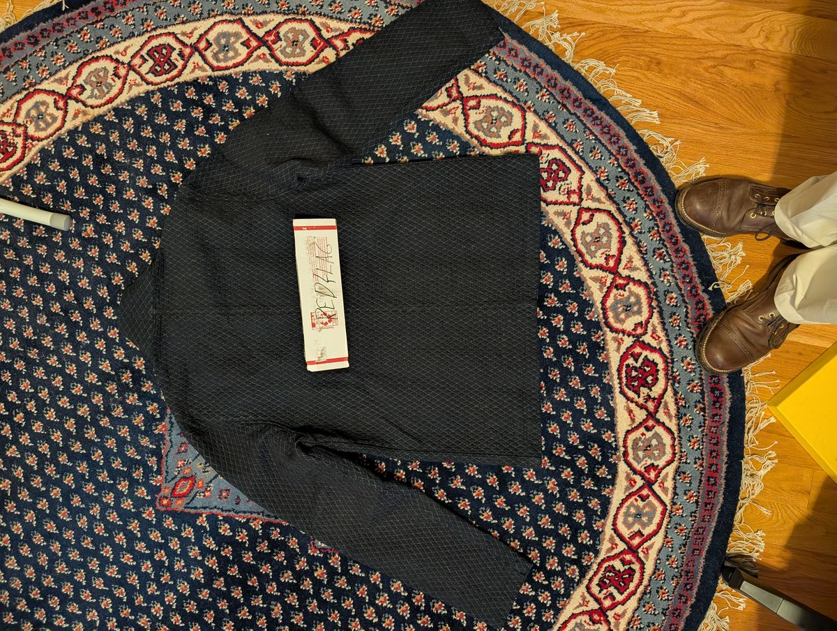 Photo by prospect_joe on January 6, 2026 of the Shockoe Atelier Quilted jacket in 13oz. quilted and double faced indigo fabric.