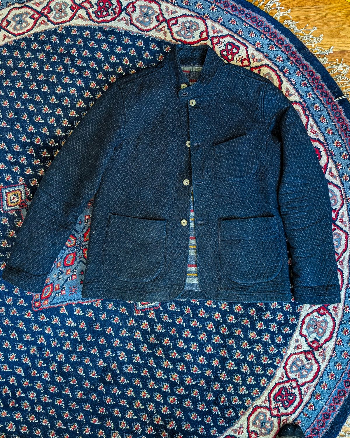 Photo by prospect_joe on May 7, 2026 of the Shockoe Atelier Quilted jacket in 13oz. quilted and double faced indigo fabric.