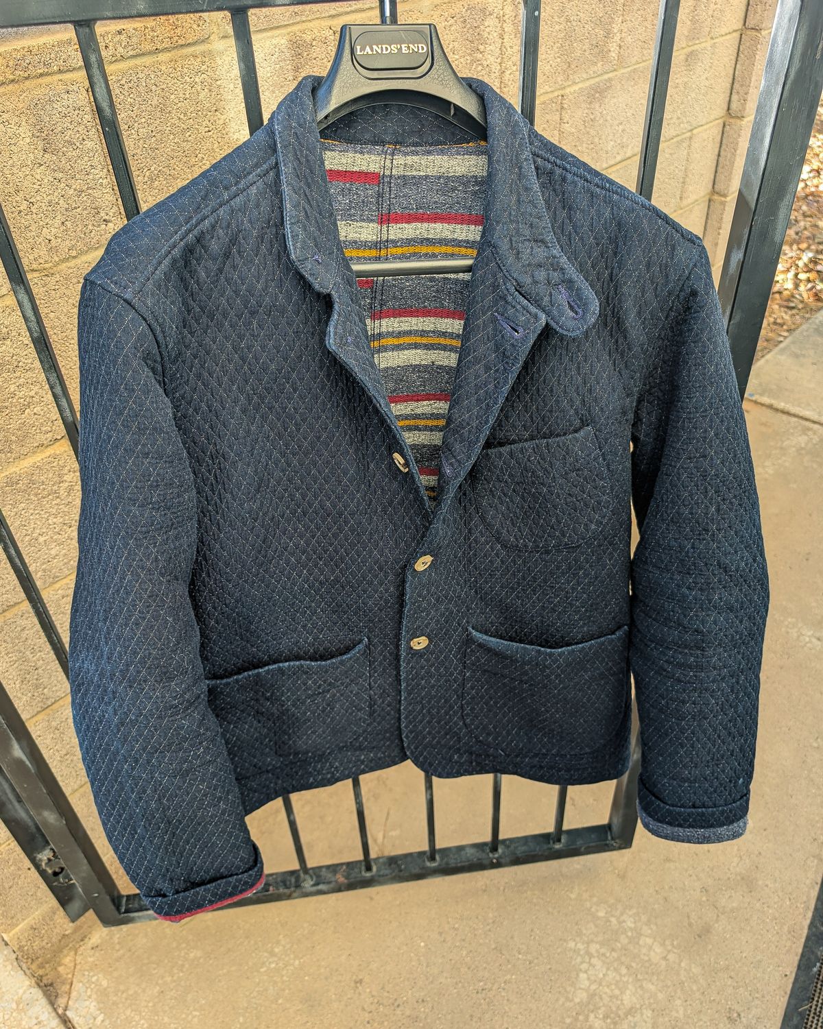 Photo by prospect_joe on June 8, 2026 of the Shockoe Atelier Quilted jacket in 13oz. quilted and double faced indigo fabric.