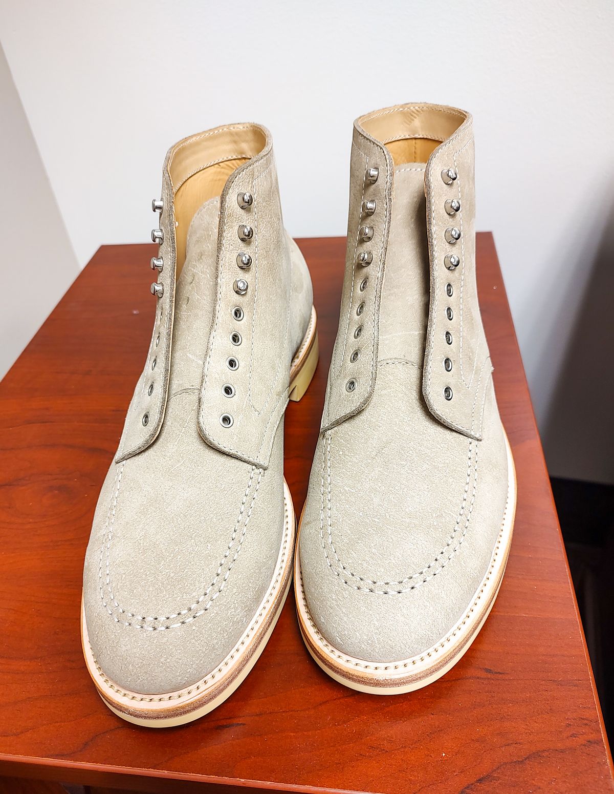 Photo by prospect_joe on January 12, 2024 of the Quan Shoemaker Moc Toe in Canvas Kudu.