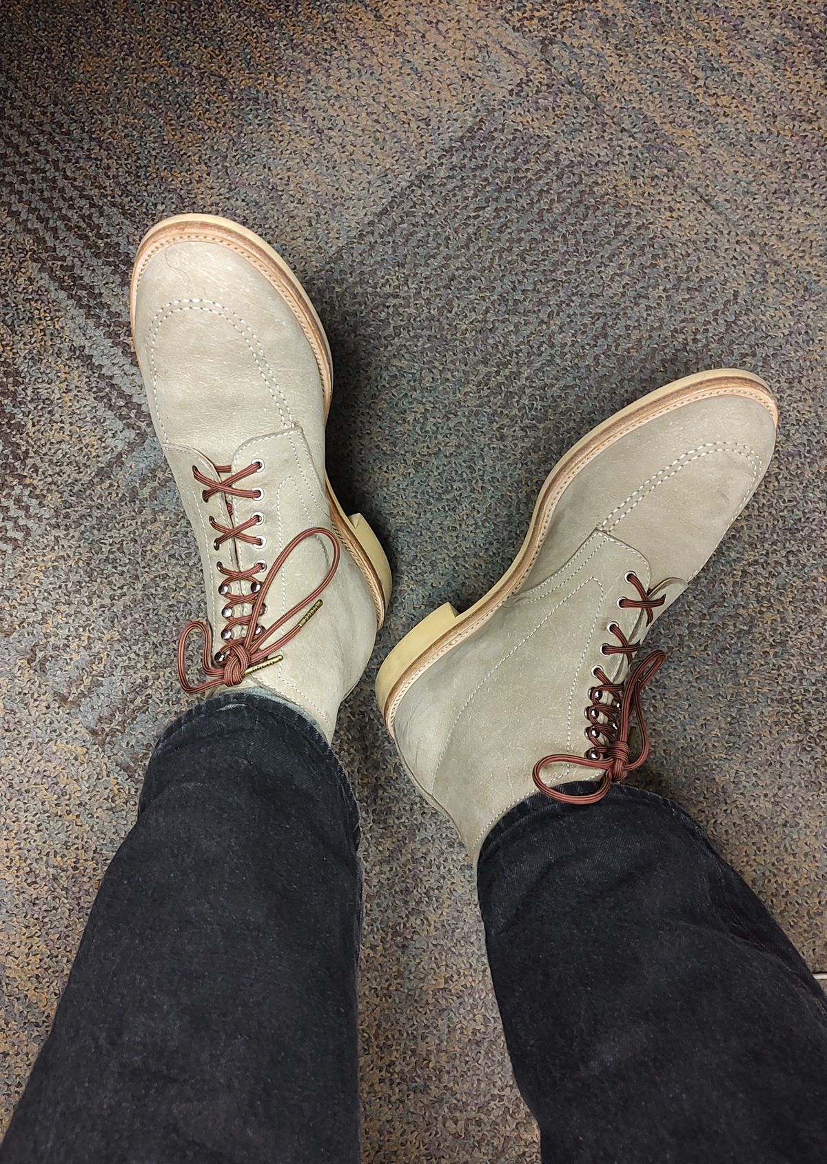 Photo by prospect_joe on April 10, 2024 of the Quan Shoemaker Moc Toe in Canvas Kudu.