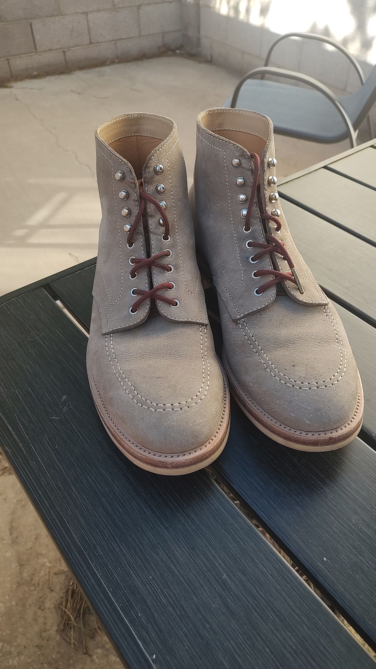 Photo by prospect_joe on April 14, 2024 of the Quan Shoemaker Moc Toe in Canvas Kudu.