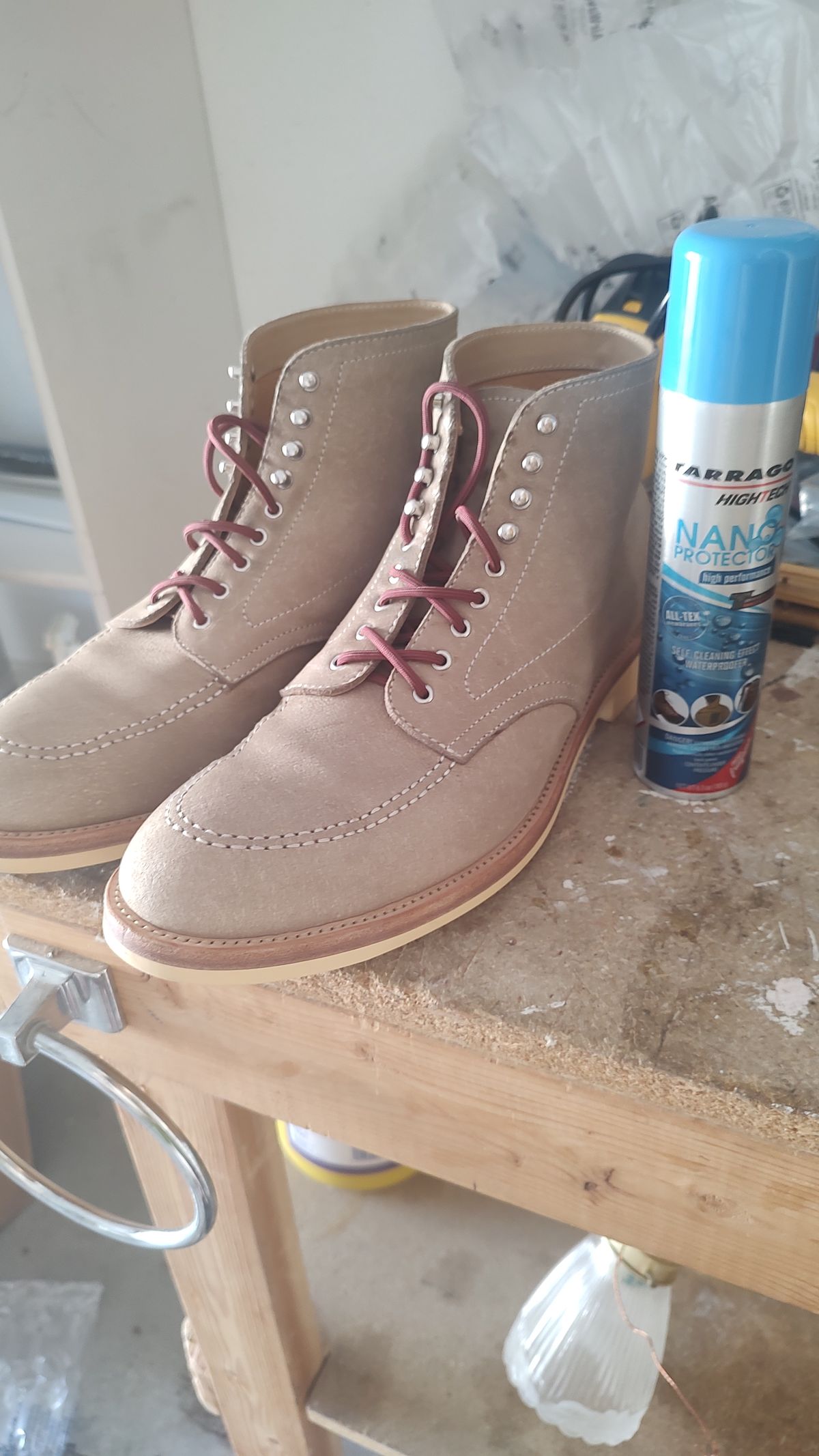 Photo by prospect_joe on April 25, 2024 of the Quan Shoemaker Moc Toe in Canvas Kudu.