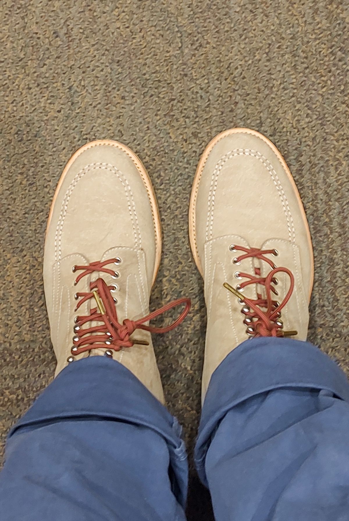 Photo by prospect_joe on May 23, 2024 of the Quan Shoemaker Moc Toe in Canvas Kudu.