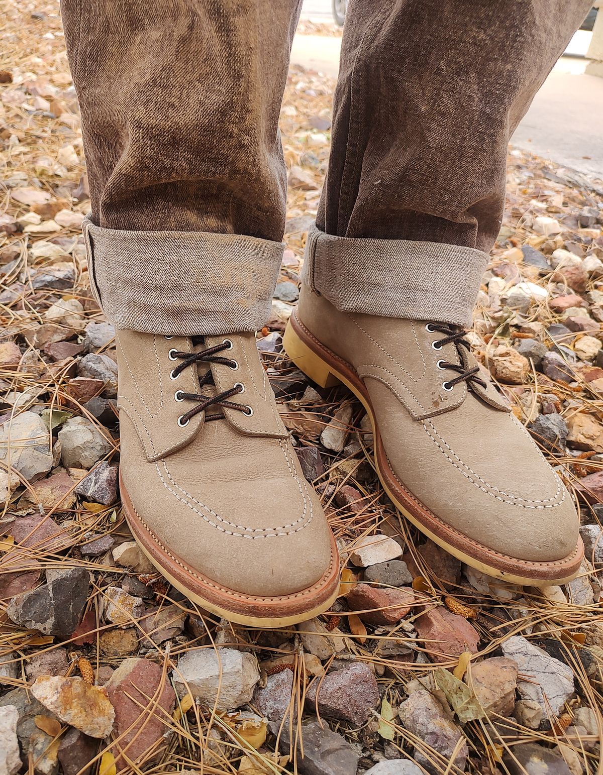 Photo by prospect_joe on September 3, 2024 of the Quan Shoemaker Moc Toe in Canvas Kudu.