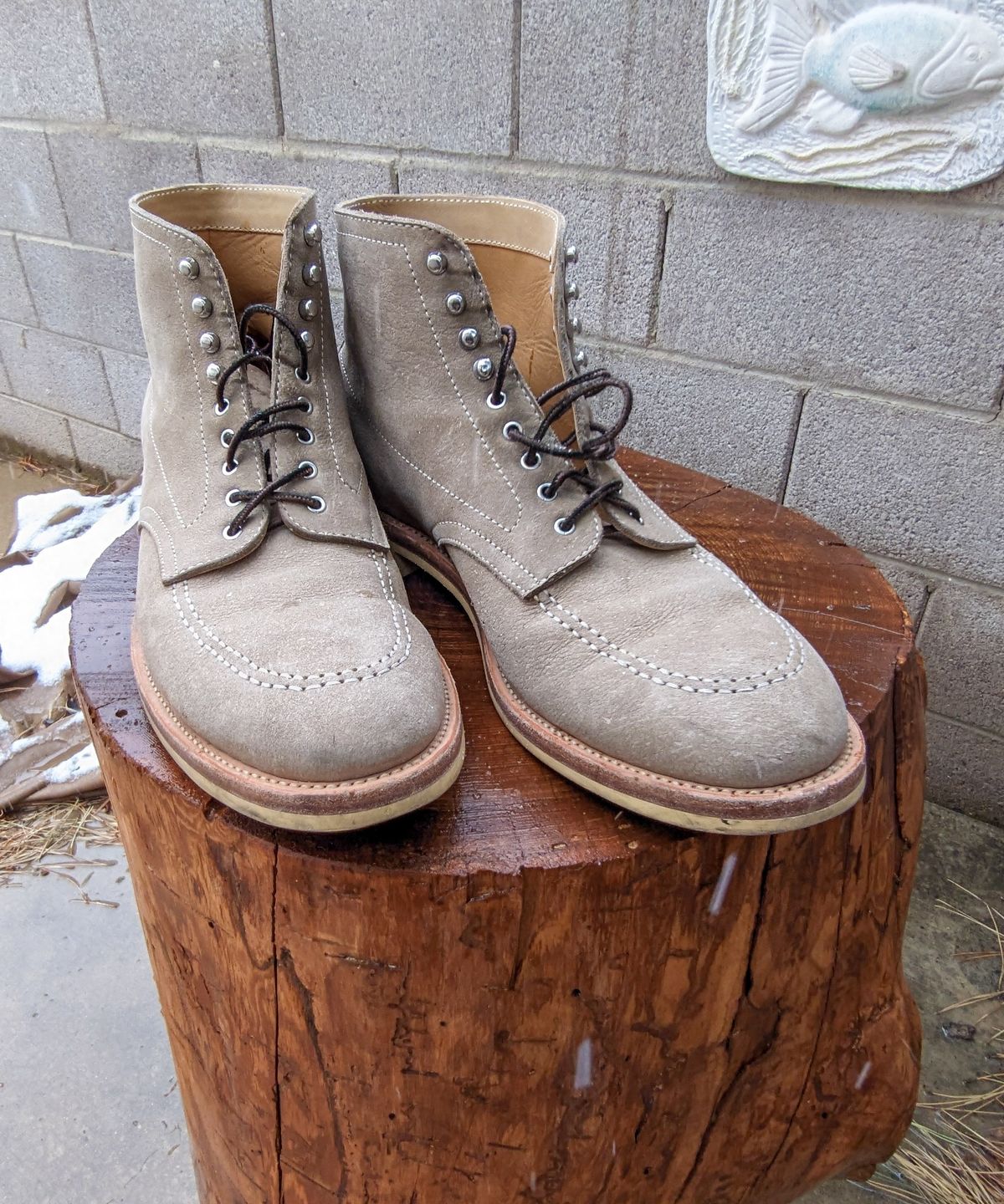 Photo by prospect_joe on October 29, 2024 of the Quan Shoemaker Moc Toe in Canvas Kudu.