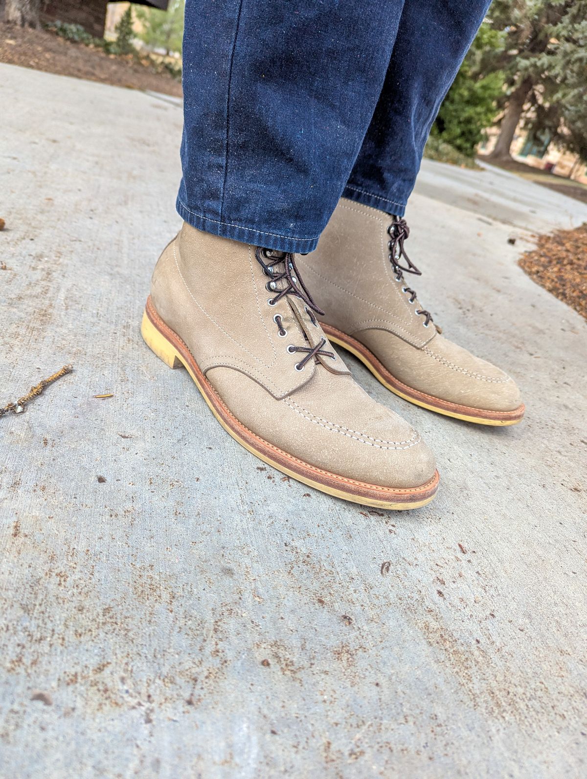 Photo by prospect_joe on February 15, 2025 of the Quan Shoemaker Moc Toe in Canvas Kudu.