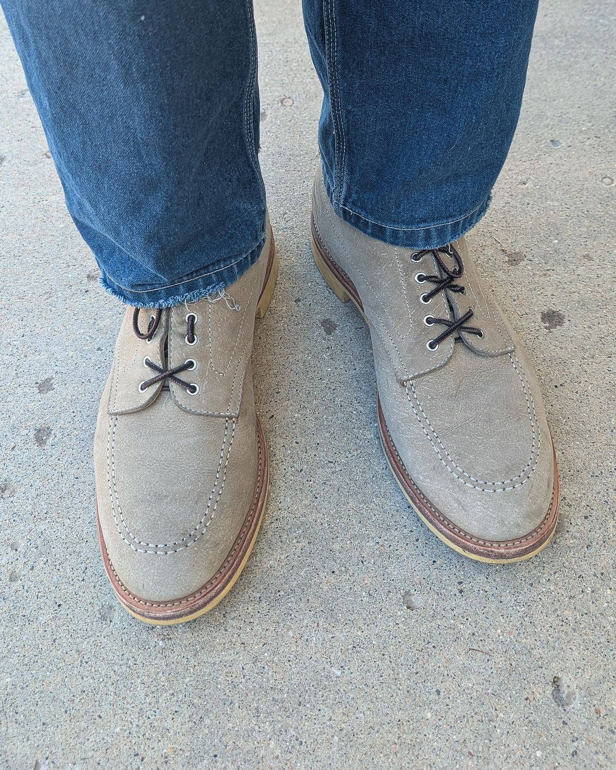 Photo by prospect_joe on June 9, 2026 of the Quan Shoemaker Moc Toe in Canvas Kudu.