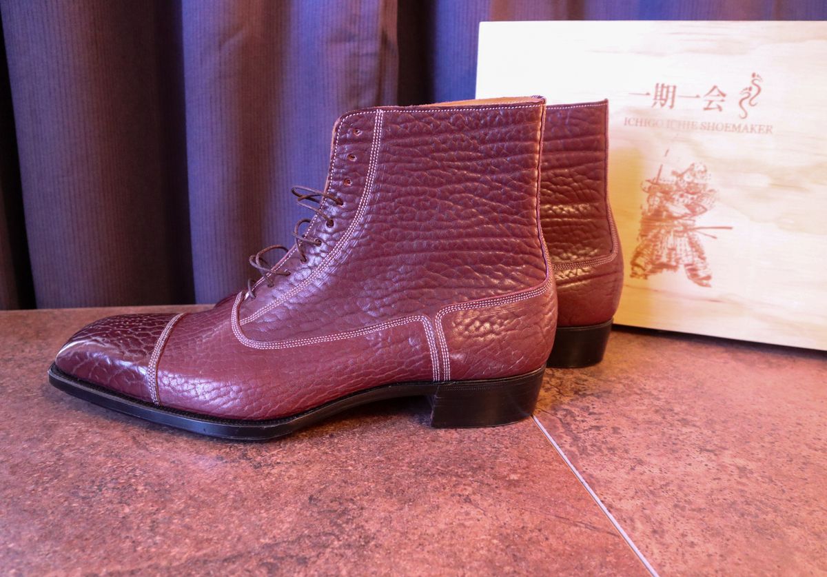 Photo by prospect_joe on October 1, 2023 of the Ichigo Ichie Vintage Boots in Horween Color 8 Montana Bison.