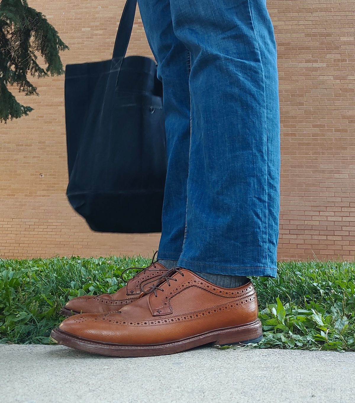 Photo by prospect_joe on August 30, 2023 of the Grant Stone Longwing in Horween Brown Pebble Grain.