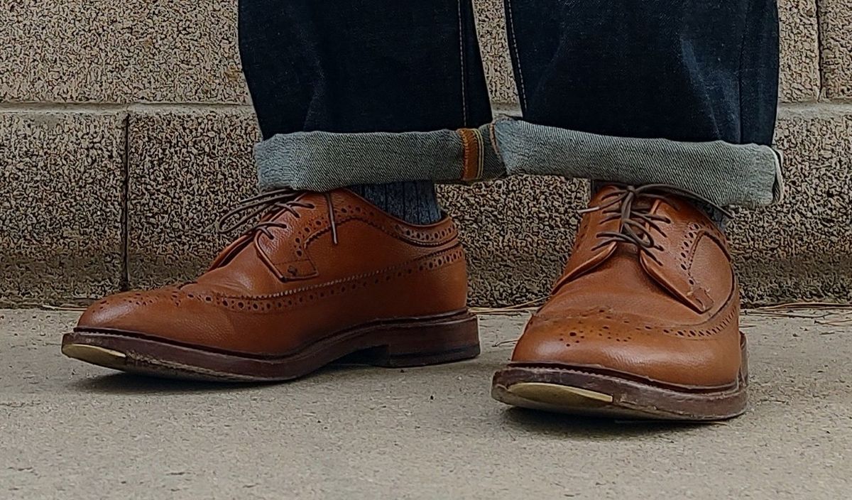 Photo by prospect_joe on September 10, 2023 of the Grant Stone Longwing in Horween Brown Pebble Grain.