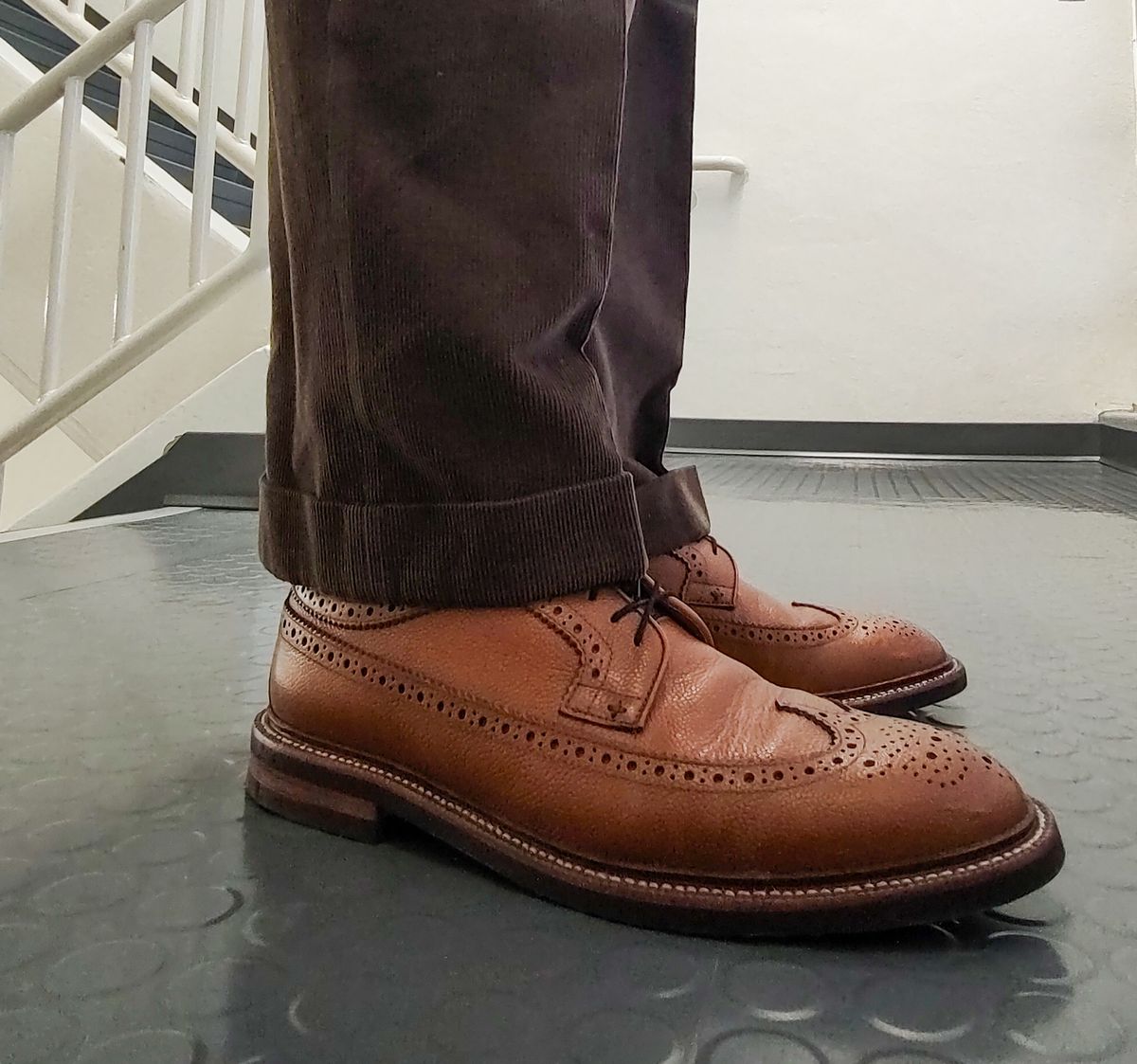 Photo by prospect_joe on June 20, 2024 of the Grant Stone Longwing in Horween Brown Pebble Grain.