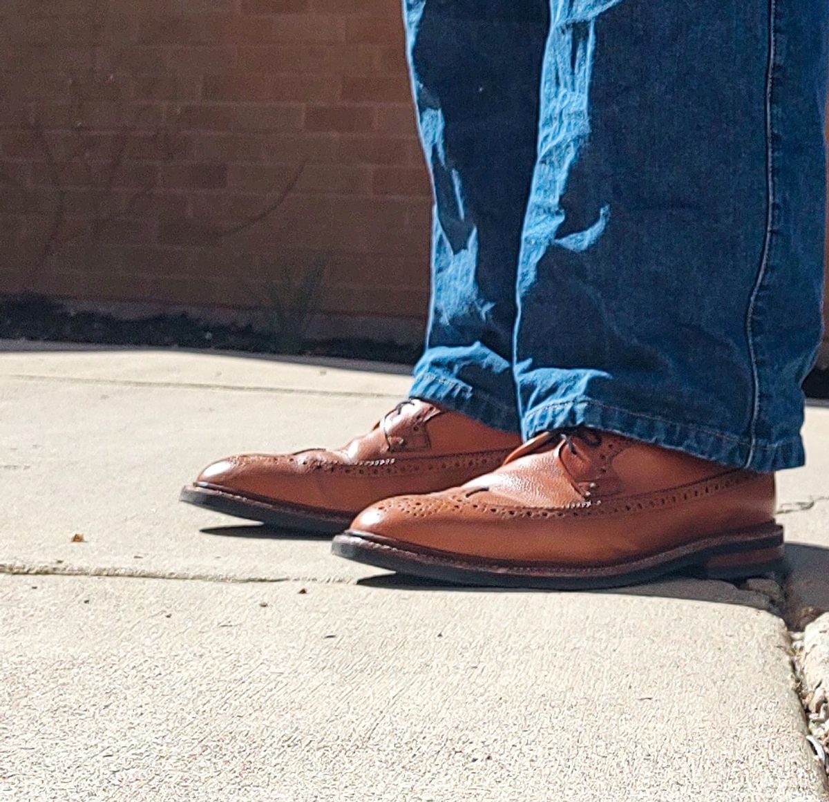 Photo by prospect_joe on July 8, 2024 of the Grant Stone Longwing in Horween Brown Pebble Grain.